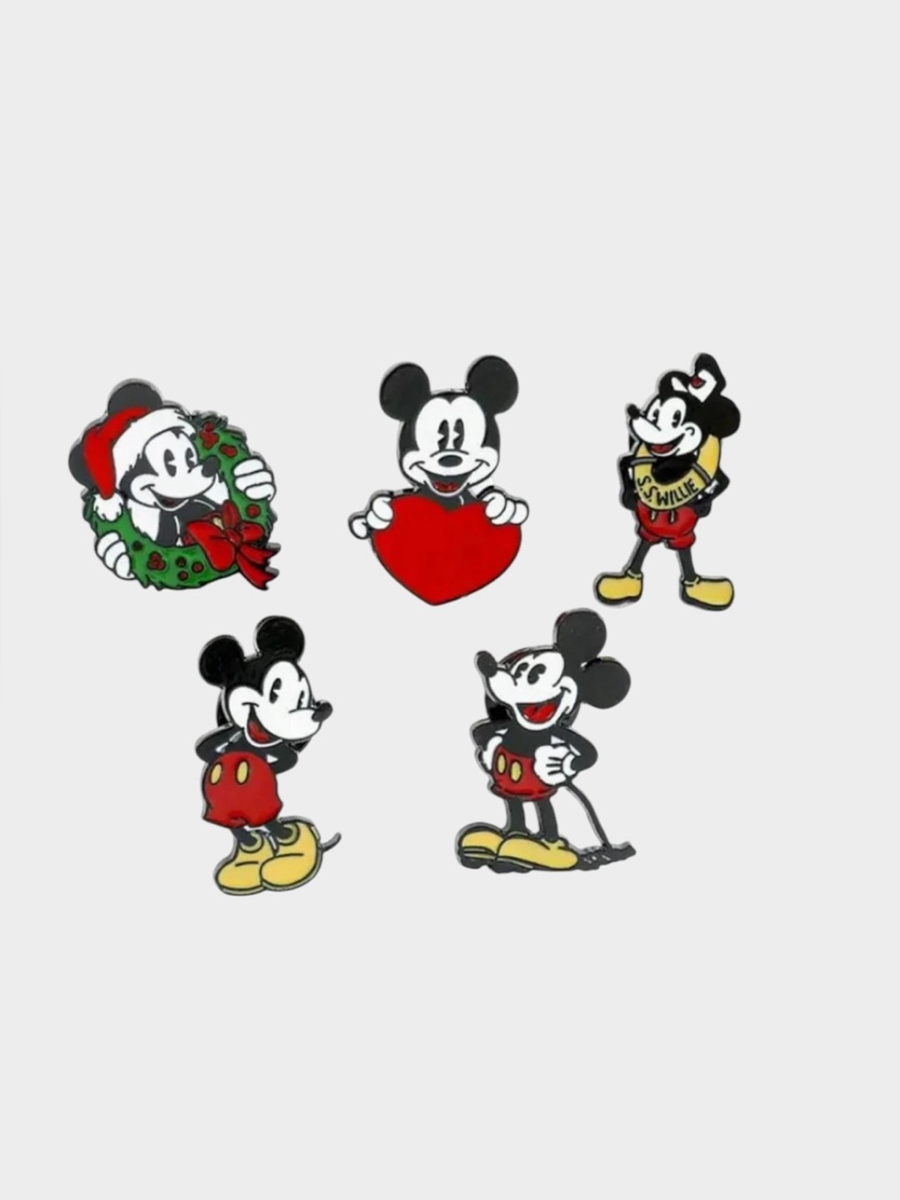 DISNEY MICKEY MOUSE – Retro S.S WILLIE Set of 5 Enamel Lapel Pins